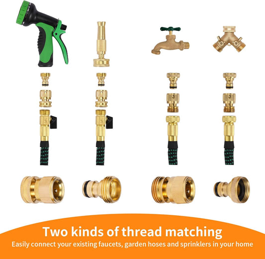 Garden Hose Quick Connect Solid Brass Connector Water Connectors Easy Fittings Standard 3/4 inch GHT, 4 V1259-DP01-A-1062