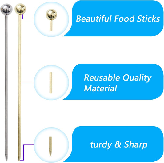 20 PCS Stainless Steel Cocktail Toothpicks, Picks for Drinks, Reusable Skewers Metal Tooth Appetizers (4.3 V1259-DP01-A-1067