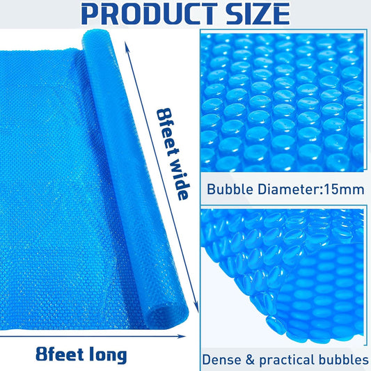 8 x ft Pool Hot Tub Solar Cover, 16 Mil Heavy Duty Trimmable Floating Thermal Blanket Spa Bubble Cover for V1259-DP01-A-1157