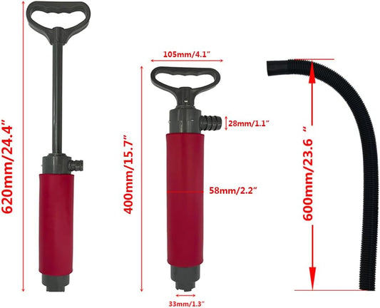 hand Red Bilge Pump for Kayak Canoe and Boat,15.7Inch Manual Portable Hand Water Pumps Sump with Hose V1259-DP01-A-1264