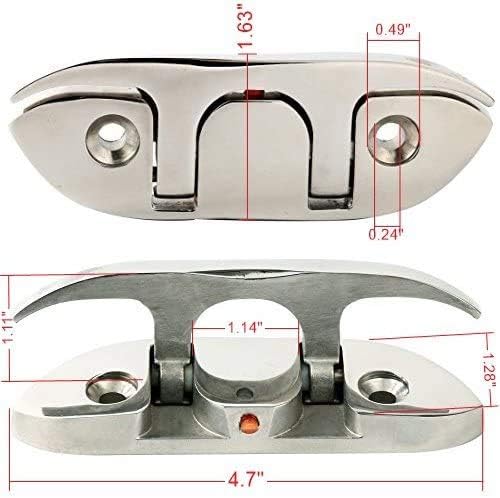 Boat2 Pcs Folding Cleat 4-1/2" Flip-up Dock Marine Grade 316 Stainless Steel with Screws V1259-DP01-A-1361