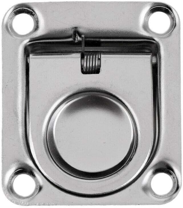 Stainless Steel Rectangular Recessed Hatch Pull Flush Mount Ring Latch Lift Handle Marine Boat (2 PCs) 65x56mm V1259-DP01-A-1373