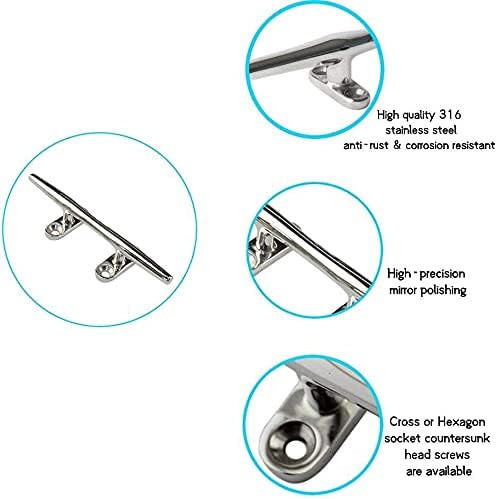 2pcs Boat Dock Cleat Marine 316 Stainless Steel Open Base 4'' 8inch V1259-DP01-A-1413