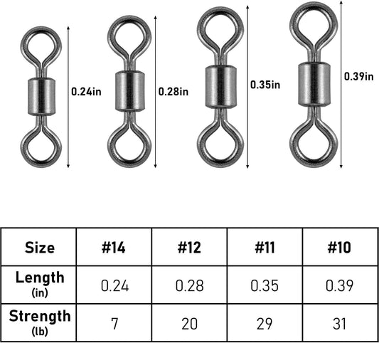100-Pack Micro Swivels for Fly Fishing, Small Rolling Barrel Fishing Tackles, High Strength Swivel Hook line V1259-DP01-A-1429