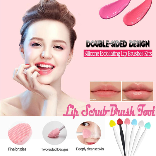 Lip Scrub Brush Tool,Double-Sided Silicone Exfoliating Brushes Kits,Gentle Exfoliator Scrubber for V1259-DP01-A-1499