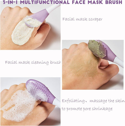 3PCS Double-Ended Silicone Face Mask Brush,Facial Cleansing Brushes,Facial Applicator,3-in-1 Brush V1259-DP01-A-1510