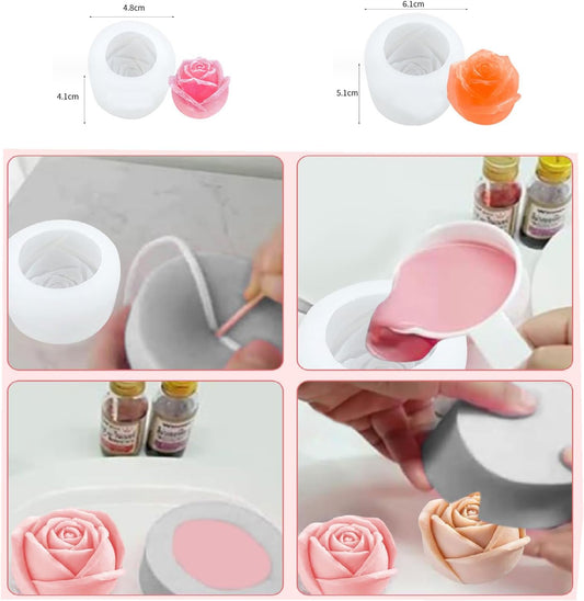 2 candle-shaped molds for pouring, 3D silicone for Mother's Day, Valentine's Day, birthday, Valentine's Day. V1259-DP01-A-1628