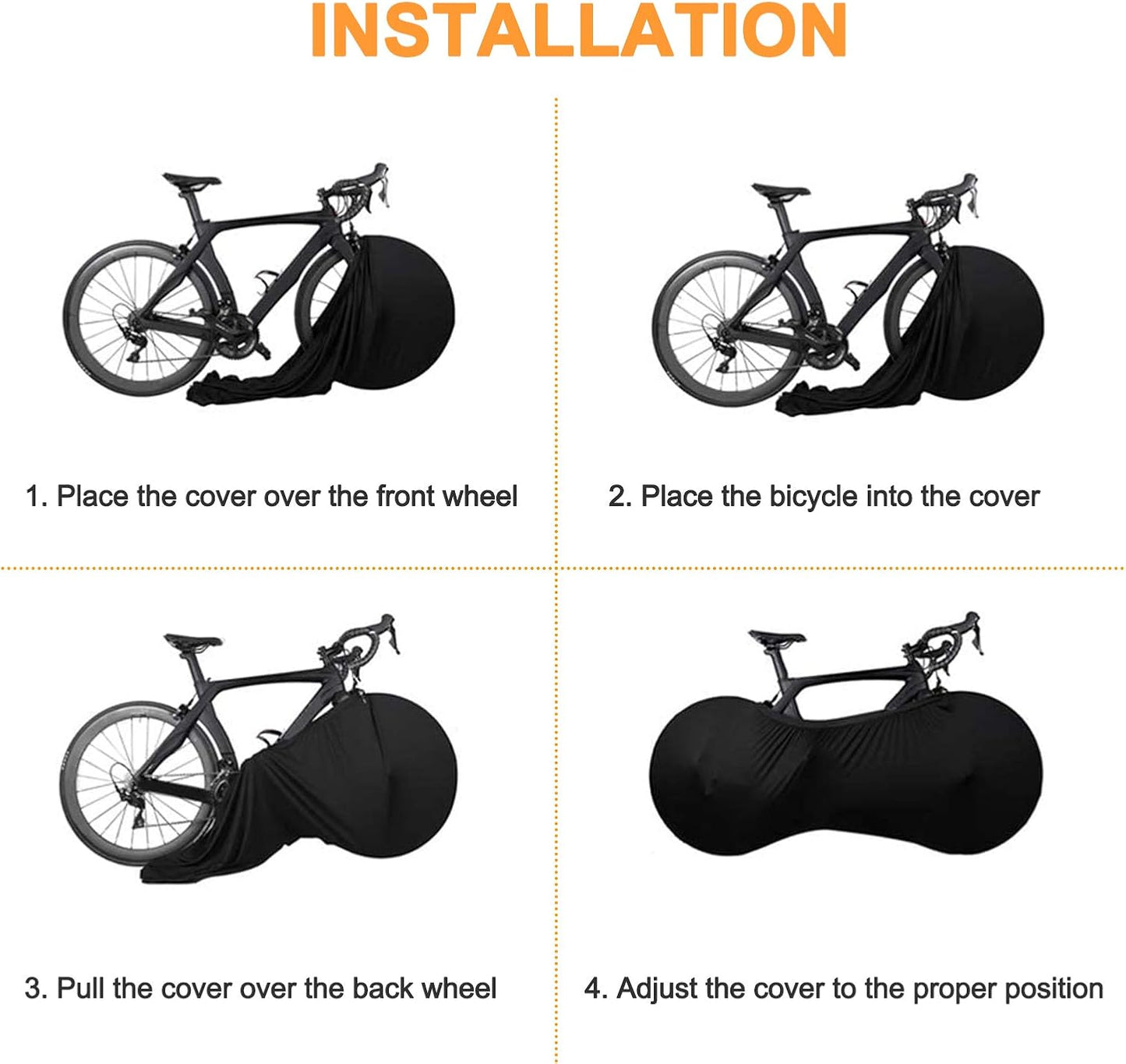Bike Wheel Cover Indoor Dust-Proof and High Elasticity Bicycle Bag Black Large V1259-DP01-A-1633