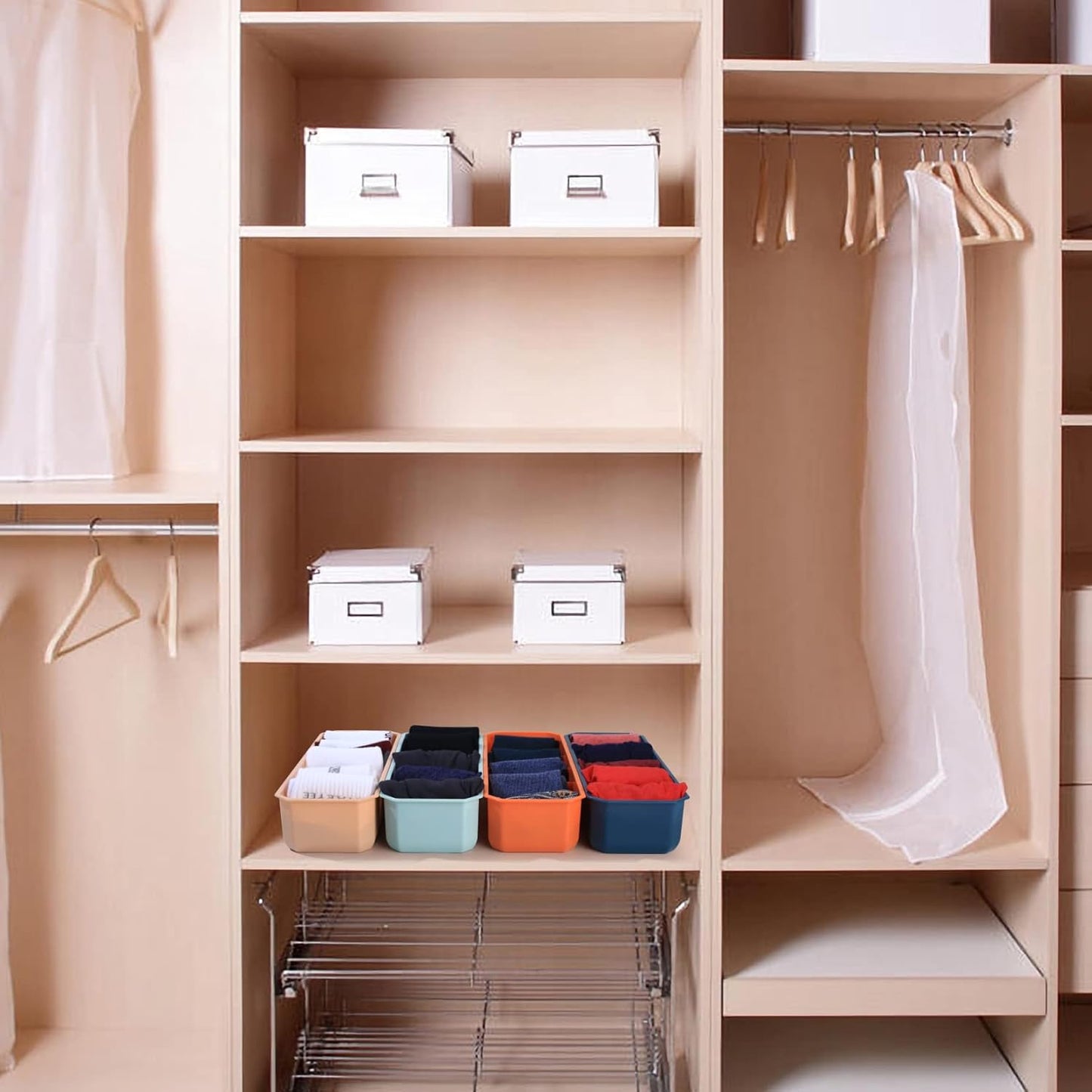 4 pieces of sock and underwear storage boxes, wardrobe organizer, drawer divider for home V1259-DP01-A-1663