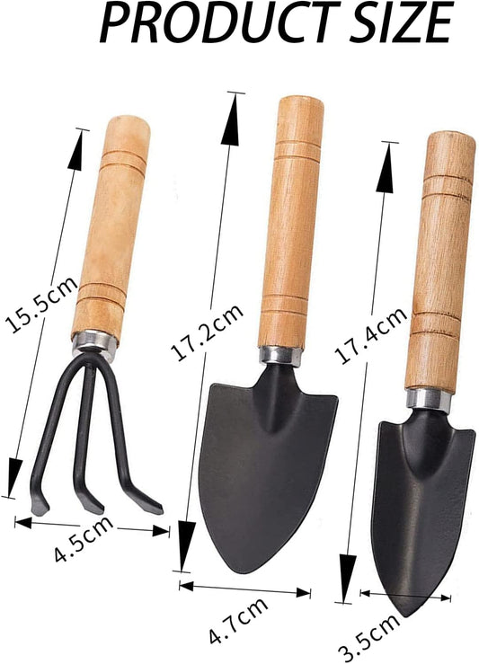 Garden tool set, 3-piece garden tool set, garden trowel, small, wooden handle, hand trowels, small garden set V1259-DP01-A-1670