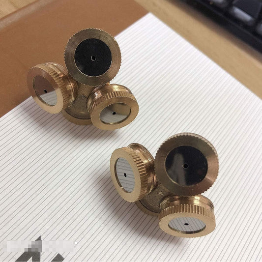 2 PCS 3 Hole Brass Atomizing Nozzle Mist Water, Brass Garden Spray Sprinkler for Gardening and Agriculture V1259-DP01-A-1672