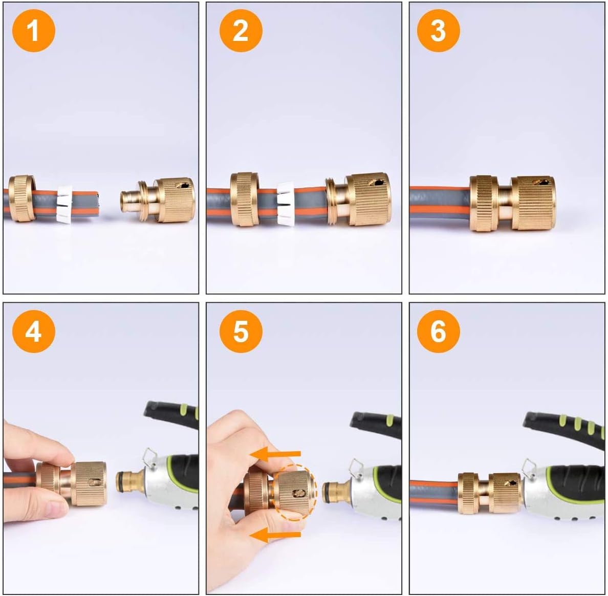 CT 2 st Brass Hose Connector Hose End Quick Coupling 1/2" Hose Pipe for Gardening, Watering, Car Washing V1259-DP01-A-1675