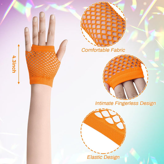 Petluno Elastic Neon Leg Warmers and Fingerless Gloves, 80s Set, Costume Accessory (Orange), Orange, One Size V1259-DP01-A-1711