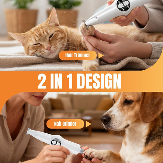 Petluno 2-in-1 Pet Grooming Trimmer with LED Light, Rechargeable Dog/Cat Hair Clipper, Grooming Tool, V1259-DP01-A-1723