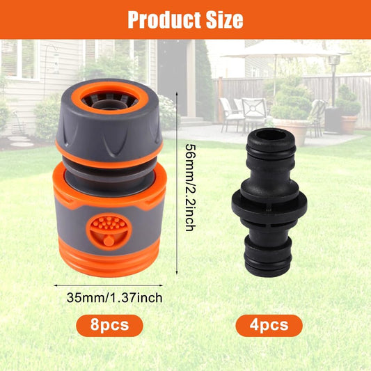 8 pieces garden hose connector 1/2 inch, garden hose fittings, hose coupling, double plug, hose connector V1259-DP01-A-1739