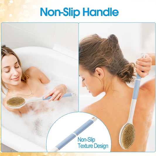Back Scrubber Anti Slip for Shower,Shower Brush Long Handle with Stiff and Soft Bristles,Body Exfoliator for V1259-DP01-A-1770
