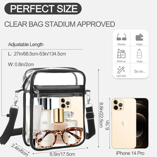 Clear Bag Stadium Approved, Clear Purse Crossbody Bag, Adjustable Shoulder Strap Clear Bags for Concerts V1259-DP01-A-1822