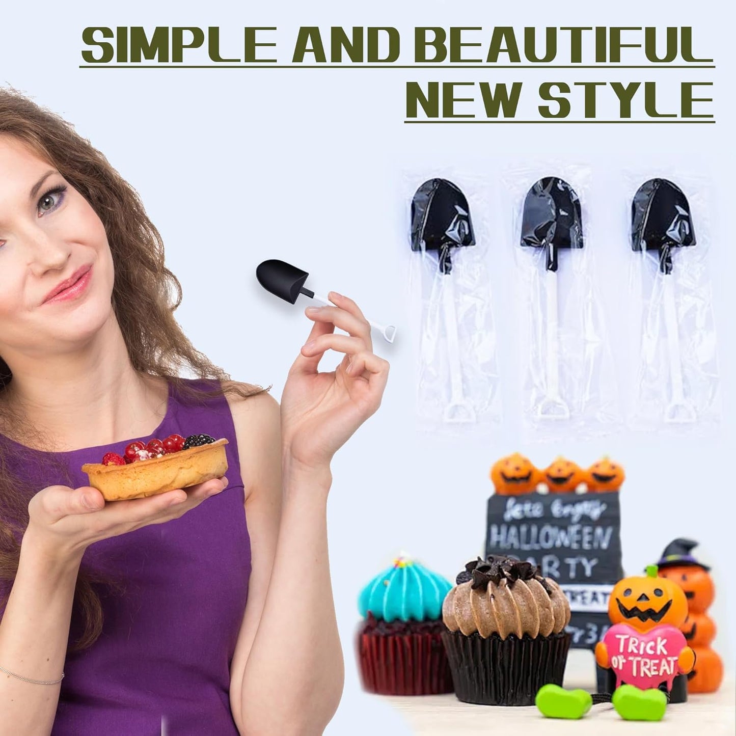 oxe Novelty Mini Shovel Shape Spoons Cute Disposable Plastic Dessert Spoons,Set of 50 (model 2) V1259-DP01-A-1871