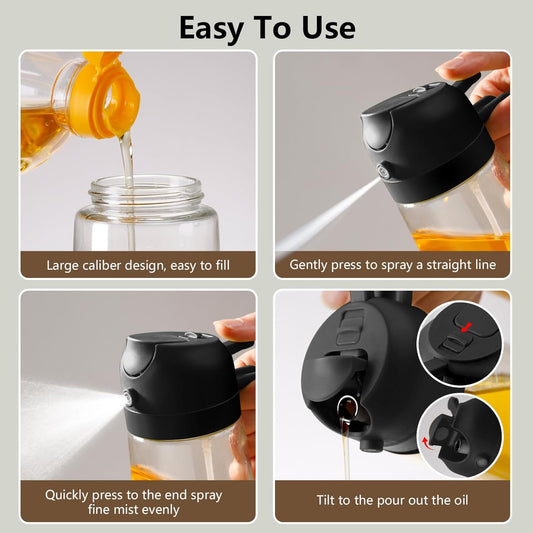 Oil Sprayer for Cooking, 470ml/16oz 2 in 1 Oil Dispenser and Oil Sprayer, Glass Olive Oil Bottle Pourer for V1259-DP01-A-1876