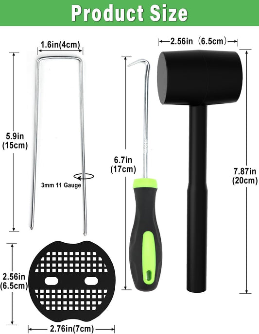 102Pcs 6 Inches Landscape Staples with Gasket Kit. 50Pcs U-Shaped Garden Stakes and Plastic Fixing Gasket, V1259-DP01-A-1879