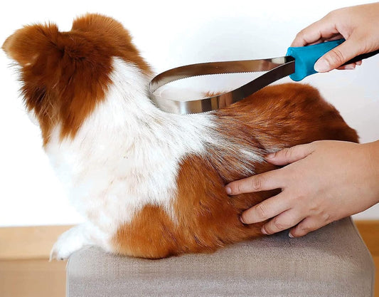 Dual-Sided Grooming Blade for Dogs - Shedding Brush with Stainless Steel Blades for Short and Long Hair Coats V1259-DP01-A-1929