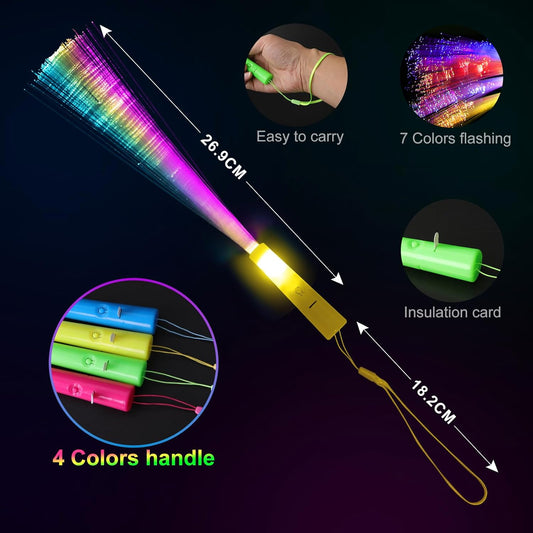 10 Led Fibre Glow Sticks Multi-Coloured Flashing Glow Sticks with 3 Light Modes For Night Parties, Birthday V1259-DP01-A-1946
