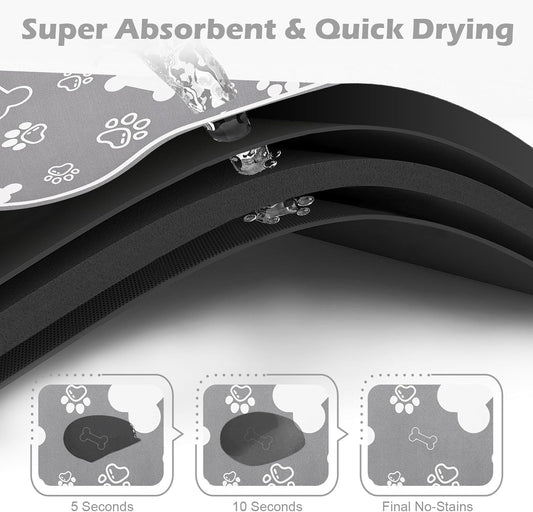 Dog Cat Food Mat,Rapid AbsorbentPet Feeding Mat, Bone Shaped Dog Placemat Water Bowl Mat with Rubber V1259-DP01-A-2011