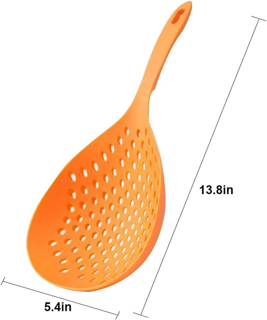 2 Pieces Strainer Scoop Colander Slotted Pasta Spoon Plastic Skimmer Spoon with Handle Food Drain Shovel for V1259-DP01-A-2031