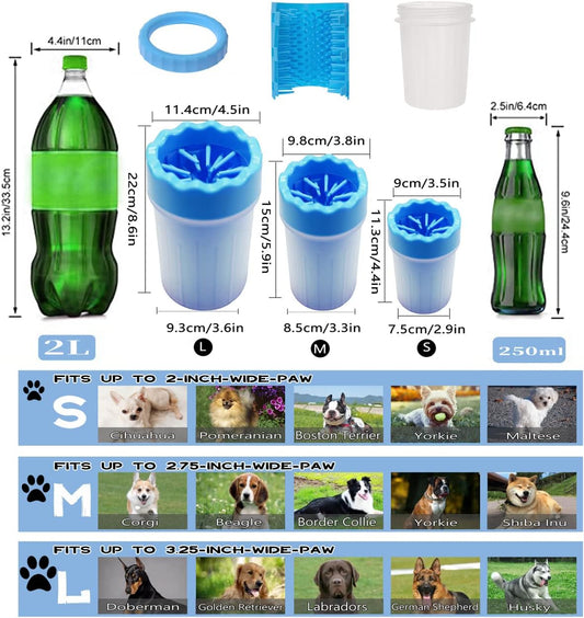 2 In 1 Portable Silicone Pet Cleaning Brush - Muddy Paw Washer Cup for Dogs and Cats, Grooming Foot Cleaner V1259-DP01-A-2059