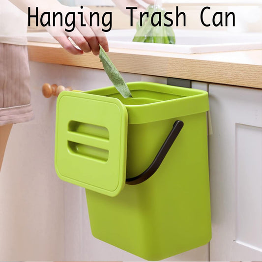 Small Plastic Trash Can, Hanging Small Trash Can with Lid Under Sink for Kitchen, Food Waste Bin for V1259-DP01-A-2074