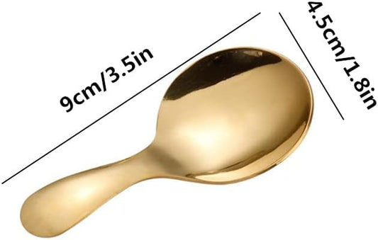 3pcs Stainless Steel Mini Scoop for Canisters with Short Handle, Gold Mini Feed Spoon for Ice Cream Melon V1259-DP01-A-2076