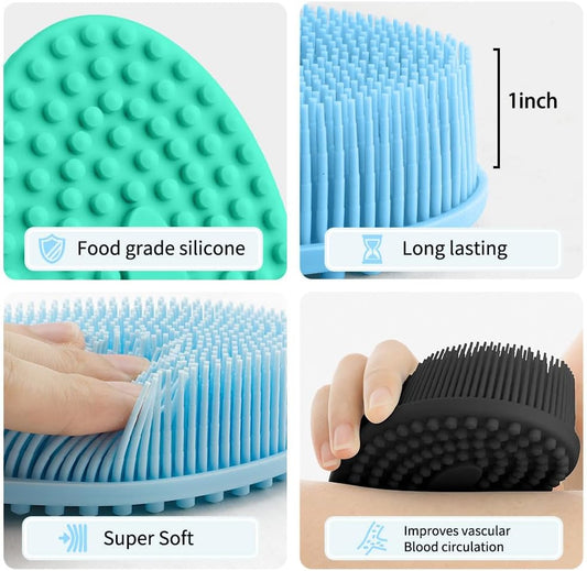 Silicone Body Scrubber, Set of 3 Soft, Exfoliating, Blood Circulation, Cleansing, Softening, All Skin Types, V1259-DP01-A-2086