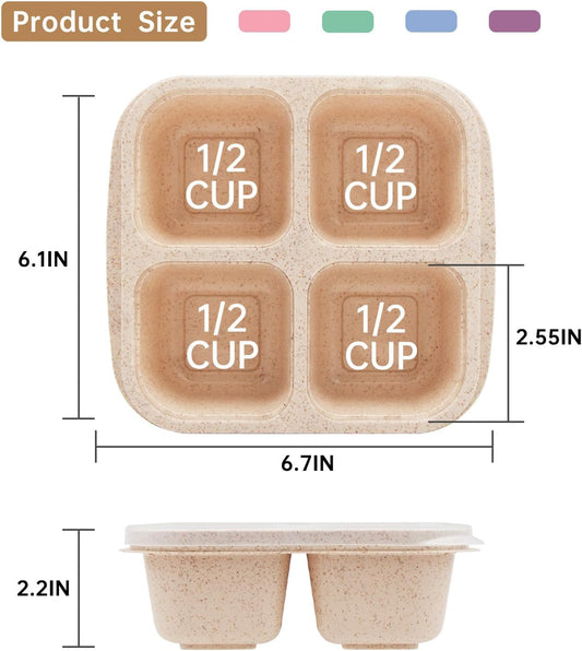 5 Pack Bento Lunch Box, 4 Compartment Snack Containers, Divided Bento Snack Box, Meal Prep Lunch Containers, V1259-DP01-A-2091