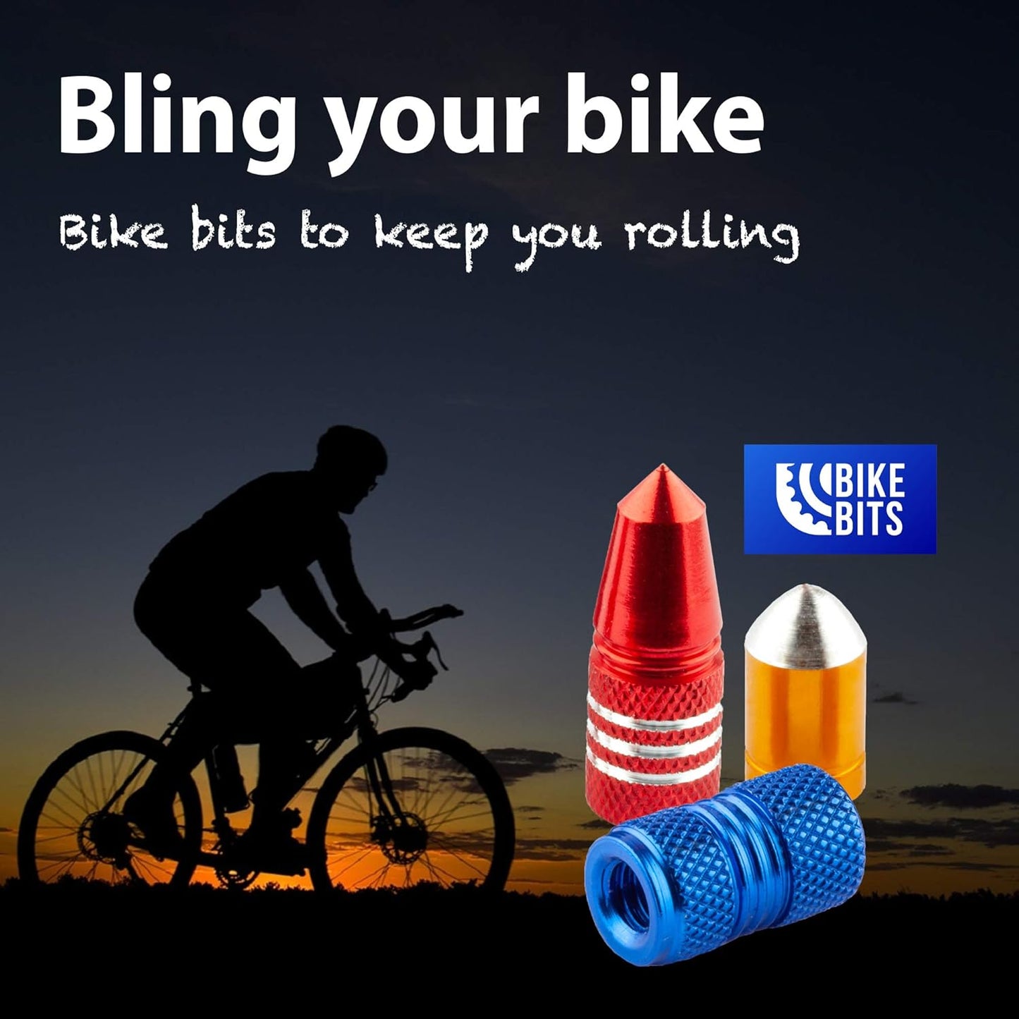 Presta Valve Caps - Anodized Aluminum - Use On Presta/French Valves - Designs: Bullet, Rocket, Hamburger, V1259-DP01-A-2138