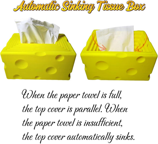 Cheese Automatic Sinking Tissue Box Cover, Stylish Rectangle Sunken Tissue Box Holder with Pull-Out Bottom, V1259-DP01-A-2184