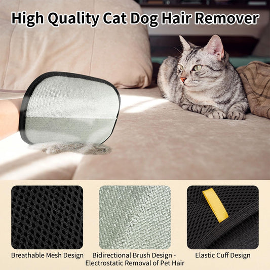 2PCS Double-Sided Pet Hair Remover Gloves, Electrostatic Cat Dog Pet Grooming Gloves, Pet Hair Remover for V1259-DP01-A-2212