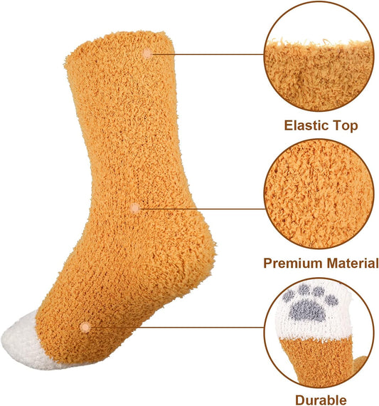 6 Pairs Fuzzy Socks for Women, Cat Claw Socks, Slipper Socks, Fuzzy Cosy Warm Cat Socks Fluffy Socks Cat Paw V1259-DP01-A-2288