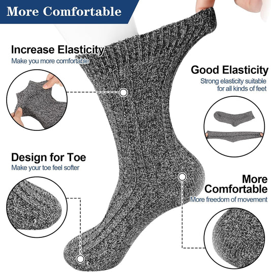 5 Pairs Men's Wool Socks, Wool Hiking Socks, Winter Thick Thermal Soft Warm Sock Cozy Boot Sock Gifts for Men V1259-DP01-A-2298