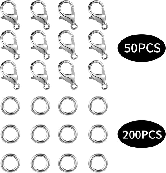 250pcs Lobster Claw Clasps With Open Jump Rings Set,jewelry Bracelet Connectors Necklace Clasp Bracelet Clasp V1259-DP01-A-2302