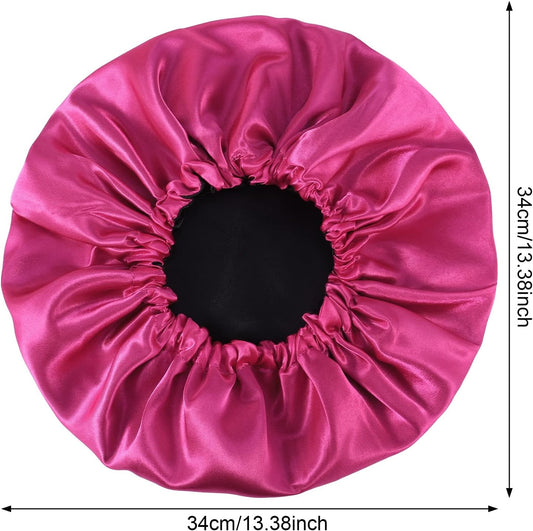 2 Pcs Silk Bonnet Sleep Cap, Adjustable Waterproof Satin Hair Night Cap, Double Layer for Women Girls With V1259-DP01-A-2303