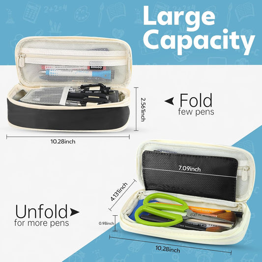 Pencil Case, Large Capacity Aesthetic Pen Cases with Durable Zipper, Big Stationery Pencil Pouch for Women & V1259-DP01-A-2322