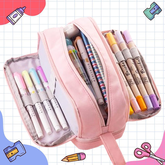 Large Capacity Pencil Case Adult, Office College School Portable Handle Cute Pencil Case with Zipper, V1259-DP01-A-2324