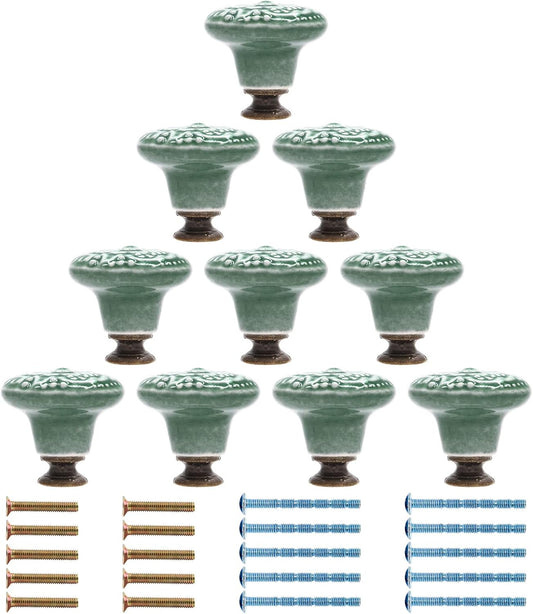 Green Ceramic knobs, Kitchen Cabinet Knobs, Retro Dresser Knobs, Drawer Knobs, Furniture Decorative Knobs and V1259-DP01-A-2334