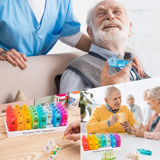Monthly Pill Organizer 2 Times a Day - 30 Day Pill Box AM PM, BPA Free One Month Medicine Organizer Twice V1259-DP01-A-2386