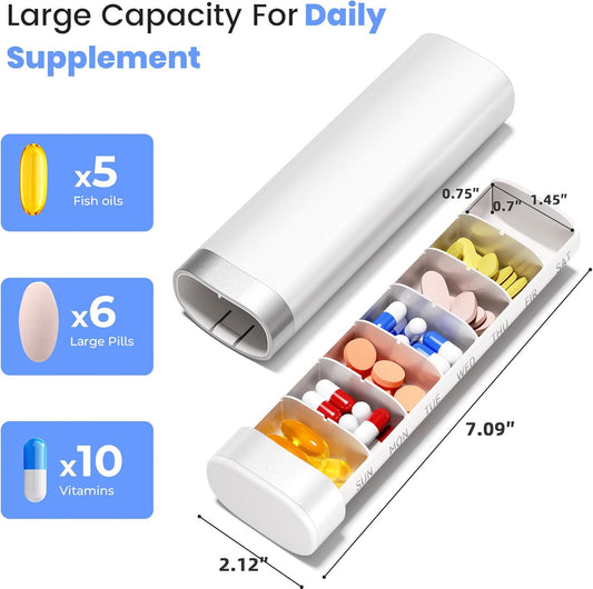 7-Day Pill Organizer, Travel Pill Case with Easy-to-Use Design, Large-Capacity Vitamin Box, Portable Drawer V1259-DP01-A-2400