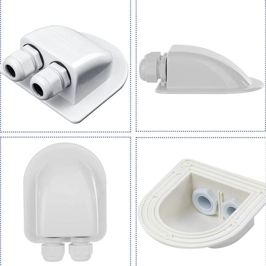 Solar Cable Entry Gland - Waterproof Double Connector Cover, Photovoltaic Plastic Bracket Curved ABS Dual V1259-DP01-A-2435