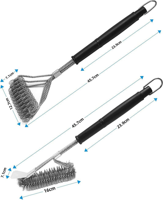 2 Pack BBQ Grill Brush, 18 inch BBQ Accessories, BBQ Cleaning Brush Safe Bristle Free BBQ Brush,100% V1259-DP01-A-2509