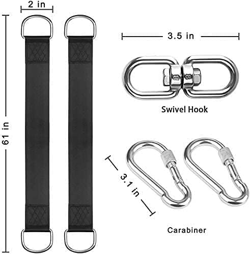 Tree Swing Straps Hanging Kit Holds 2200 lbs, 5FT Swing Straps 2 Pack Tree Protector Mats with 2 Safety Heavy V1259-DP01-A-2519