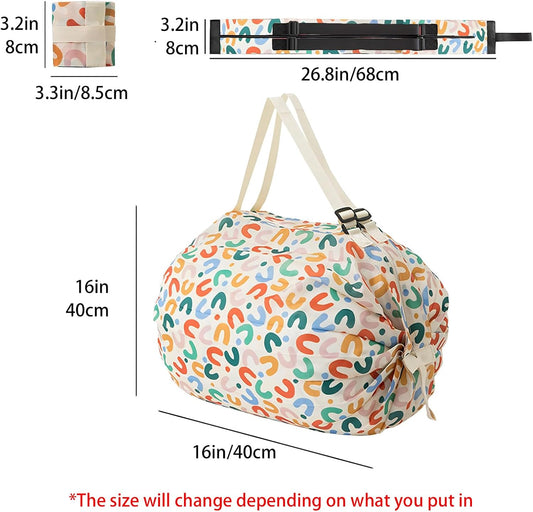 Reusable Shopping Bag, Portable Foldable Nylon Grocery Bag with Zipper, Large Capacity Luggage Bags for V1259-DP01-A-2534