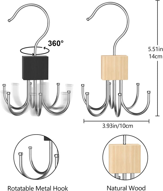 Belt Hanger Tie Rack, 2 Pcs Closet Hanger Organizer 360 degrees Rotatable Metal Belt Holder for Closet V1259-DP01-A-2536